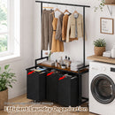 Advwin 3 Section Rolling Laundry Basket with Hanging Rack