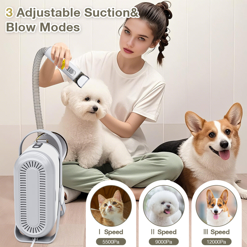 Advwin 3-in-1 Pet Grooming Vacuum Kit with Dryer & Clipper