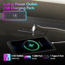 Advwin Gaming Desk with LED Lights & Power Outlets 165cm