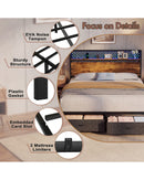 Advwin LED Bed Frame w/ Charging & 2 Drawers