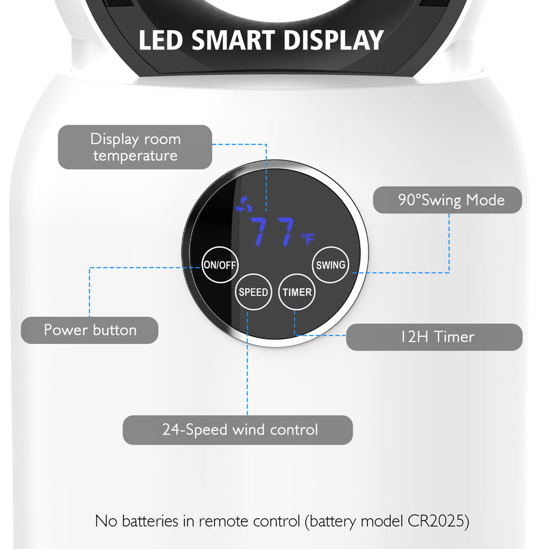 Advwin Upgraded Bladeless Tower Fan with Remote