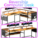 Advwin 150cm L Shaped Computer Desk w/ LED Lights