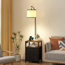 Advwin Floor Lamp with Table & 2 Drawers Nightstand