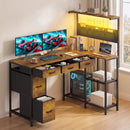 Advwin L Shaped Reversible Computer Desk with LED Lights