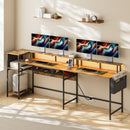 Advwin 150cm L Shaped Computer Desk w/ LED Lights