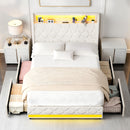 Advwin Bed Frame with Velvet Upholstered Headboard