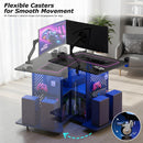 Advwin 80cm LED Gaming Desk with Wheels & Power