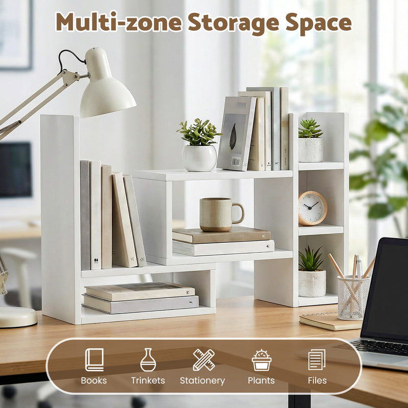 Advwin Adjustable Desktop Bookshelf Organizer