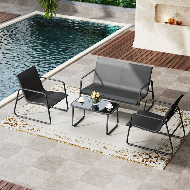 Advwin 4 Pieces Patio Furniture Set Outdoor Modern