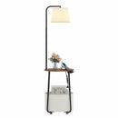 Advwin Floor Lamp with Round Side Table Rustic Brown