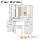 Advwin Fluted LED Vanity Desk with Charging Station