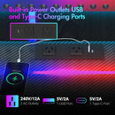 Advwin Gaming Desk Built-in LED Lights & Power Outlets