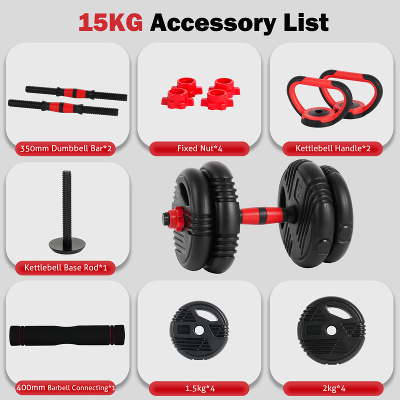 Advwin 5-in-1 Adjustable Dumbbells Set 15kg