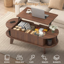 Advwin 120cm Oval Lift Top Coffee Table w/ Hidden Storage