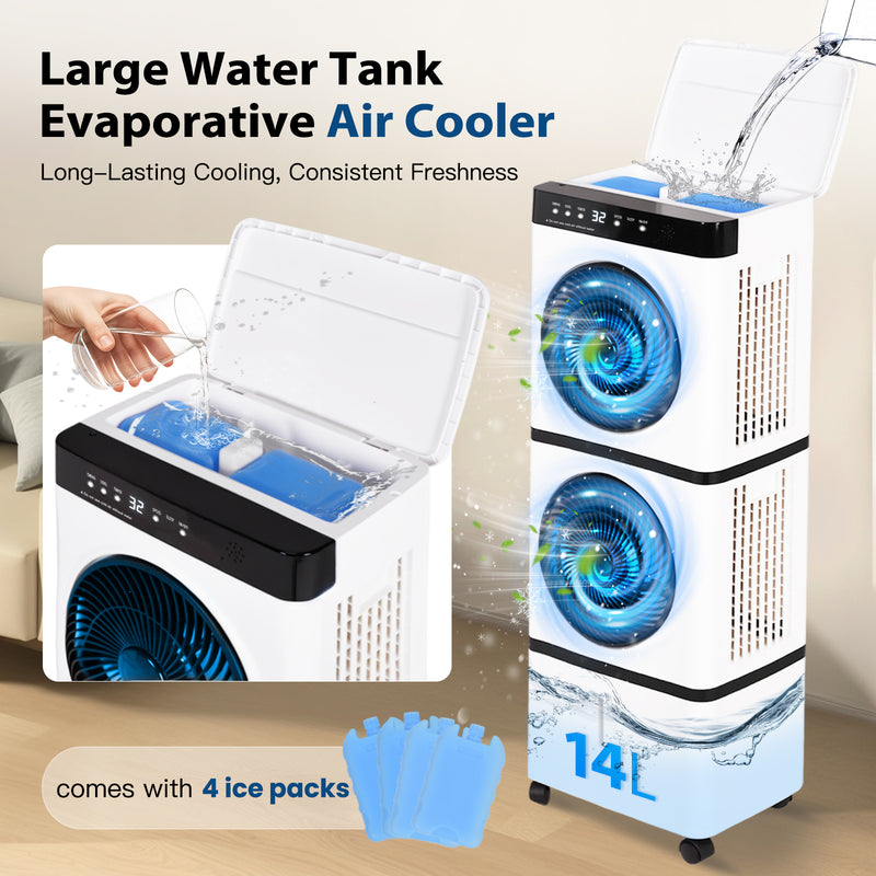 Advwin Evaporative Air Cooler Fan Dual-Turbine Airflow