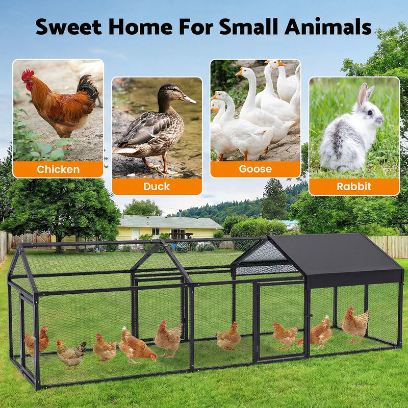 Advwin Metal Chicken Coop with 3 Lockable Doors