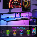 Advwin Reversible Gaming Desk with LED Lights & Outlets