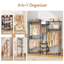 Advwin Portable Closet Wardrobe with 4 Rods & 9 Shelves