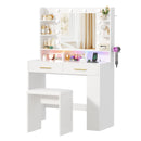 Advwin Dressing Table Stool Set w/ LED Lights & Storage
