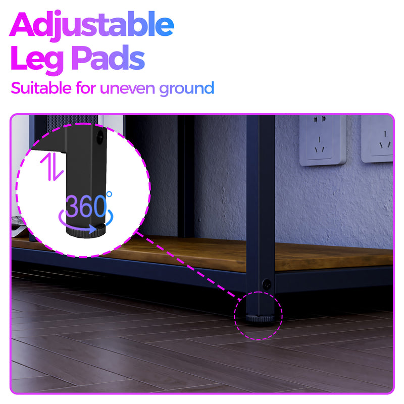 Advwin L Shaped Gaming Desk with LED Lights 148cm