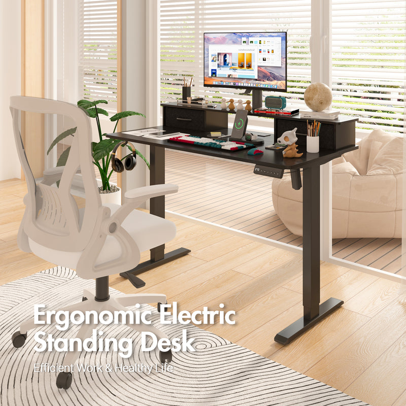 Advwin Electric Standing Desk with Monitor Stand Black