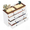 Advwin 8 Drawers Dresser with LED Lights & Glass Top