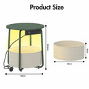 Advwin Round End Table w/ Charging Station & Fabric Basket