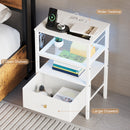 Advwin LED Bedside Tables with Fabric Drawer Set of 2