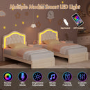 Advwin LED Velvet Bed Frame w/ Adjustable Headboard King Single
