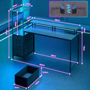Advwin 150cm Gaming Desk with LED Lights & Storage Shelf