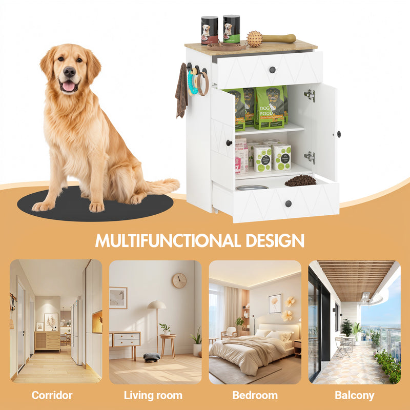Advwin 2-in-1 Pet Feeding Station Storage Cabinet