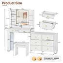 Advwin LED Extendable Dressing Table with 8 Drawers