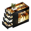 Advwin Glossy Closet Island w/ LED Lights & 8 Drawers