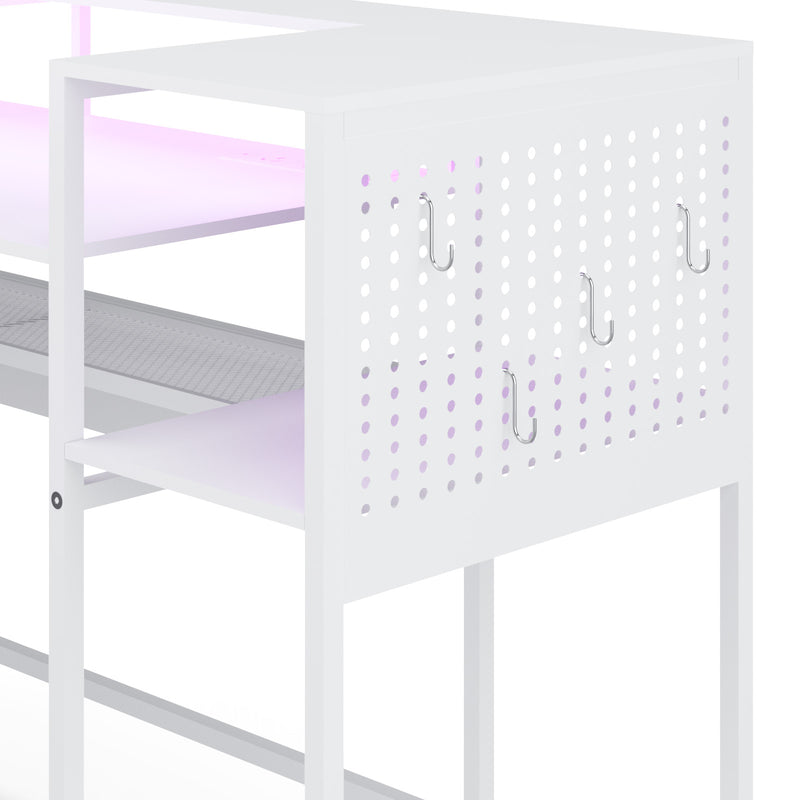 Advwin 150cm L Shaped Computer Desk w/ LED Lights