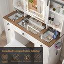 Advwin Farmhouse Vanity Desk with LED Mirror