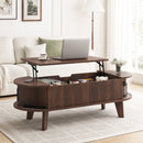 Advwin 120cm Oval Lift Top Coffee Table w/ Hidden Storage