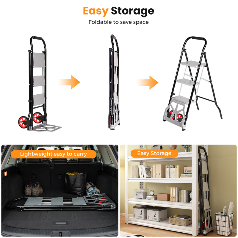 Advwin 2-In-1 Folding Ladder & Hand Truck