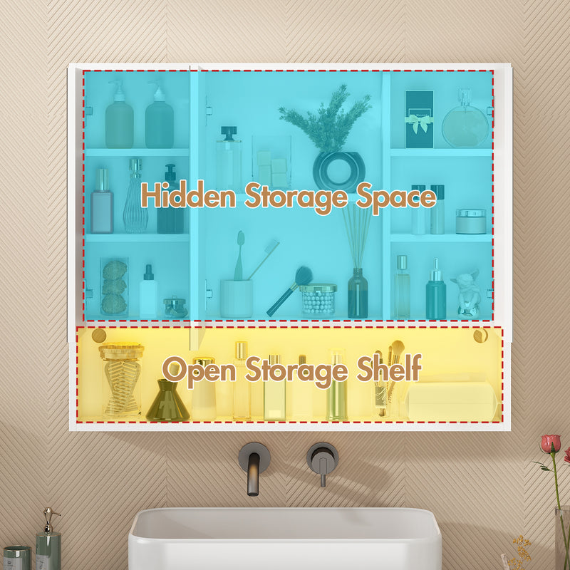 Advwin 90cm Bathroom Mirror Cabinet with LED Light