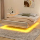 Advwin Velvet Upholstered Floating Bed Frame w/ LED