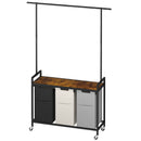 Advwin 3 Section Rolling Laundry Basket with Hanging Rack