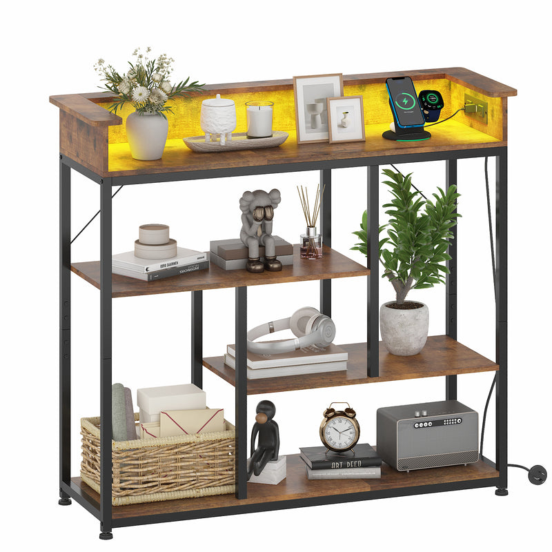 Advwin Narrow Console Table with and Charging Station