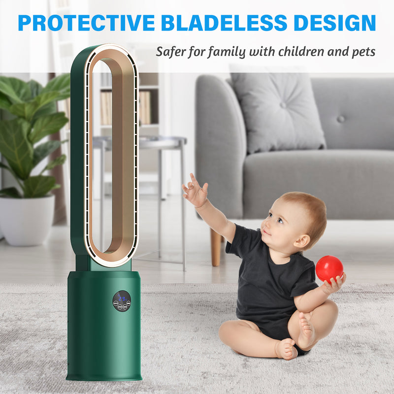 Advwin Bladeless Tower Fan Portable Electric Green