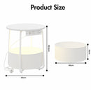 Advwin Round End Table w/ Charging Station & Fabric Basket