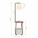 Advwin Floor Lamp with Round Side Table Rustic Brown
