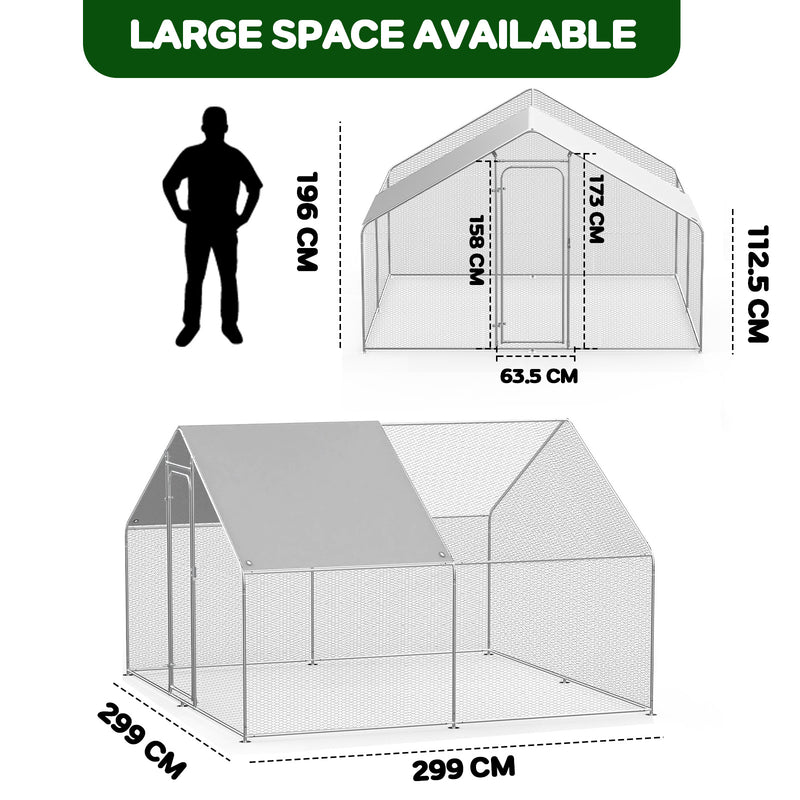 Advwin Large Metal Chicken Coop w/ Waterproof Cover