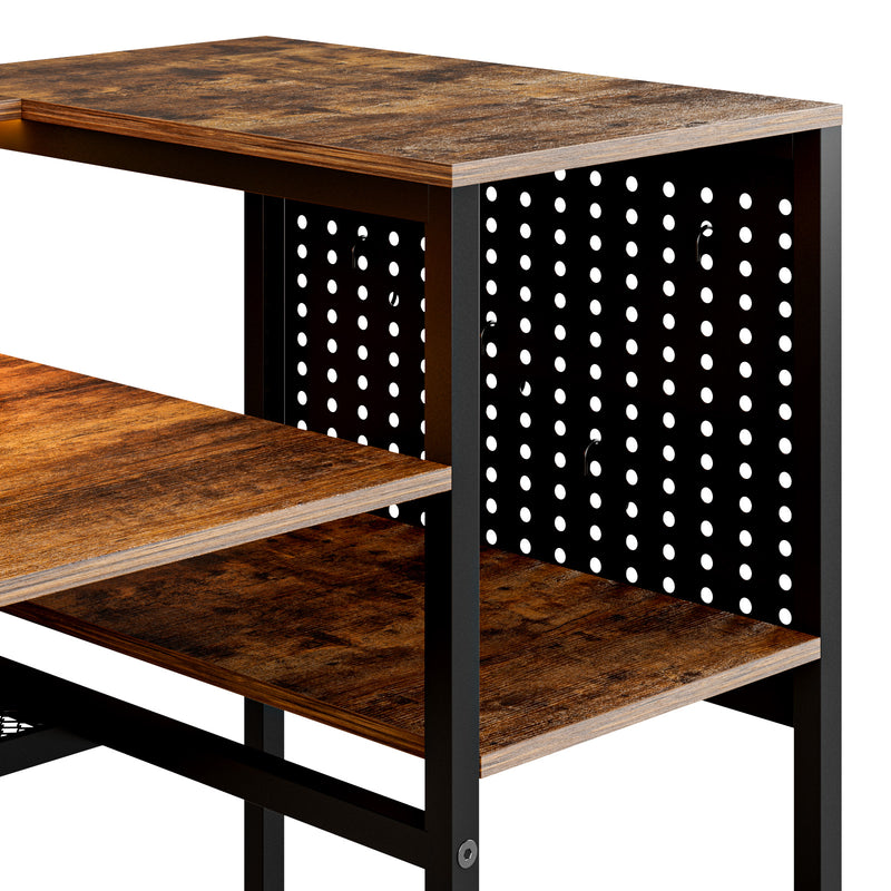 Advwin 150cm L Shaped Computer Desk w/ LED Lights