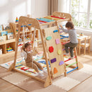Advwin 9-in-1 Kids Wooden Climbing Frame w/ Slide & Swing