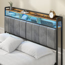 Advwin Storage Headboard Upholstered with Charging Station