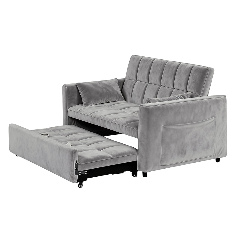 Advwin 3-in-1 Convertible Velvet Sofa Bed with Storage