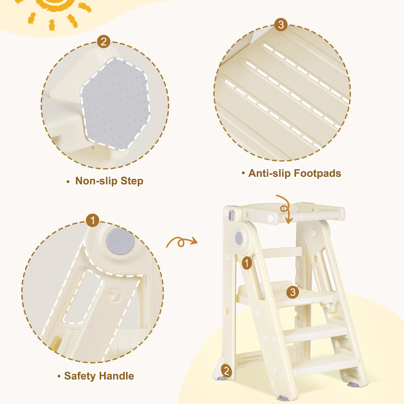 Advwin Adjustable Kids Step Stool with Safety Rail